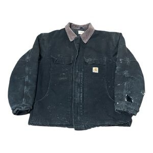 VTG Carhartt C03 Black Arctic Quilt Duck Coat Union Made USA Thrashed Men’s XL